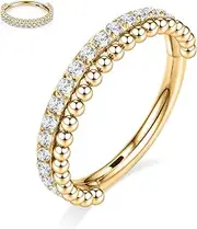 [GAGABODY] Daith Jewelry Conch Piercing Jewelry 16G Hoop 316L Surgical Steel 8mm 10mm Hinged Nose Rings Clicker Earring for Women Earring Hoop for Lobe CZ/Opal
