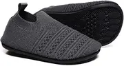 [Hayeabi] Toddler Kids Lightweight House Slippers Indoor Baby Rubber Sole Home Sock Shoes for Boys Girls