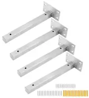 4 Pcs 8" Floating Shelf Bracket Stainless Steel Heavy Duty Black Shelf Bracke...