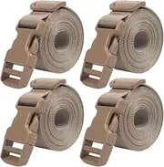 Backpack Accessory Strap Luggage Straps Cover Strap Sleeping Bag Strap with Buckle (TAN - Release Buckle Straps (4-Pack))