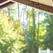 24"Long 5-Ring Polyresin Dolphin Wind Chime Ornament Home Decor Unique Gift