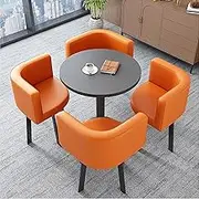 ZCSL Office Reception Round Table, Small Conference Table Negotiation Reception Tables and Chairs, Bold Metal Base, Round Conference Table Set(C1)