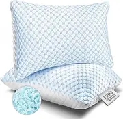 KoolCloud Sleeping Pillow Double Side Cold Bamboo Shredded Cooling Memory Foam Pillow with Breathable Washable Removable Case Adjustable Firm Supportive Pillow for Neck and Side Back Sleepers
