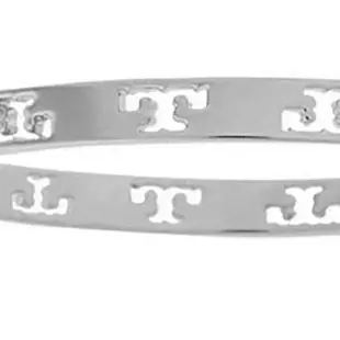【TORY BURCH】簡約氣質銀色TB logo手環