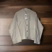Eileen Fisher Undyed Organic Cotton Channel Mandarin Collar Jacket S/M NWT