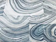 Kravet Blue Marbled Tile Cotton Print Upholstery Fabric- Marblework Lake 1.60 yd