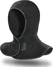 LeaSeek Welding Cover, Split Cowhide Leather Welding Helmet with Neck Shoulder Cover, Head Protection, Black Welding Cap, Welding Head Cover (Black)