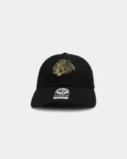 [47 Brand] 47 Brand Chicago Blackhawks Clean Up Stapback Black/gold - Size ONE ONE Black/Gold