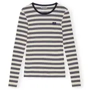[GANNI] Striped Soft Cotton Rib Long Sleeve Tee