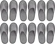 Home Slippers, 6 Pairs of Anti Slip SPA Slippers Suitable for Both Men and Women, Men's and Women's Living Room Shoes, Hotel Sauna Massage Gray