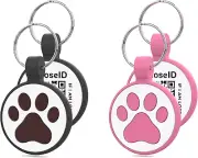 QR Code Personalized Dog Tag, Silicone, Send Location, 1.25", Black & Rose