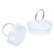 2Pcs Clear Blue Fit 42-44mm Rubber Sink Plug Bathtub Rubber Stopper w Ring Sink