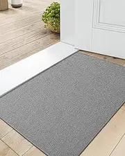 DEXI Door Mat 44 x 75 cm, Doormat Indoor Non-Slip Dirt Trapper, Absorbent Inside Entrance Rug, Washable Low Profile Front Mats for Entryway, Muddy Shoes and Paws, Light Grey