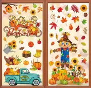 9 Sheet Thanksgiving Window Clings Pumpkin Patch Scarecrow Truck Double-Sided Wi