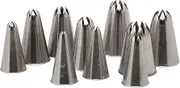 Ateco 850-10 Piece Closed Star Tube Set, Stainless Steel Pastry Tips, Sizes 0-9