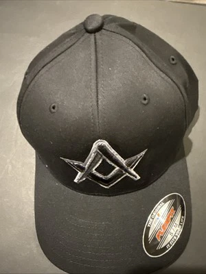 Masonic Embroidered Hat (flex Fit) Small/Medium Black Masonic Hat