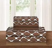 Elegant Comfort Luxury Softest and Coziest 6-Piece Bed Sheet Set, Wrinkle Resistant Milano Trellis Pattern-1500 Thread Count Egyptian Quality Microfiber Bedding Set, Queen, Chocolate Brown