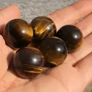 5pcs Natural Tiger's eye stone quartz Sphere crystal ball rock Healing 60-70g
