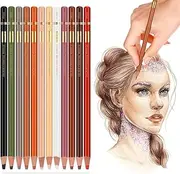 [MISULOVE] Colour Charcoal Pencils Drawing Set, Skin Tone Pencils, Pastel Chalk for Sketching, Drawing, Shading, Coloring, Layering & Blending for Beginners & Artists(12 Colors)