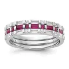 925 Sterling Silver Lab Ruby CZ 3 Ring Set