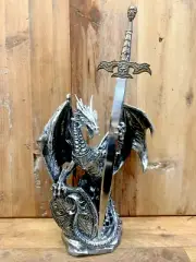 Dragon With Sword And Shield Resin Figurine 15" x 8.5"