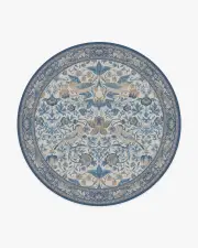 245' Round | Machine Washable Runner Rug | Kid & Pet Friendly | Indoor Rug | Morris & Co. Strawberry Thief Indigo & Ivory Tufted Rug | Ruggable