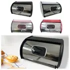 Bread Box Rustic Bread Bin with Roll Lid Bread Holder Container for Countertop