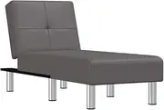 Chaise Longue Grey Faux Leather - Modern Lounge Chair for Living Room, Bedroom & Outdoor - Comfortable Durable Recliner with Adjustable Backrest, Space-Saving Design