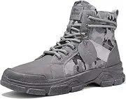 [TERBOFIN] Tactical Military Boots for Men Comfort Combat Boots Lightweight Camouflage High Top Canvas Boots with Soft Out-sole Thicker Heel for Casual Work Walking