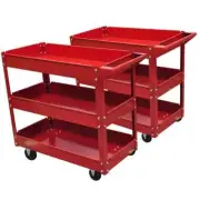 NNEVL 2 x Workshop Tool Trolley 100 kg 3 Shelves