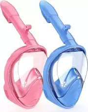 Full Face Kids Snorkel Set 2 Masks w GoPro Mount Anti Fog & Anti Leak NEW