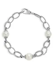 Lagos Sterling Silver Luna Caviar Cultured Freshwater Pearl Link Bracelet