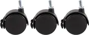 3X Furniture Swivel Locking Caster 8mm Screw Stem 2-Inch Dia Wheel Black