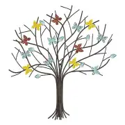 Lavish Home Tree of Life Metal Wall Art Hand Painted 3D Butterflies/Leaves fo...