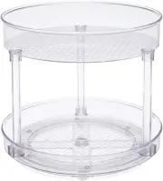 Amazon Basics Lazy Susan Turntable 9" Diameter, 2 Tier, Transparent