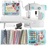 Mini Sewing Machine for Beginners, 122 Piece Kids Sewing Machine Ages 8-12 with Sewing Kit for Kids Ages 8-12, Portable Sewing Machines for Kids, Beginner Sewing Machine Kit, DIY Sewing Book & More