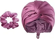 GEMWONDER Adjustable Satin Silk Sleeping Cap - Curly Hair Braid Wrap Night Bonnet Tie Elastic Drawstring Band for Women Men