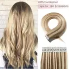 Invisible Tape In Hair Extensions Skin Wefts Highlight Blonde Real Human Hair12A