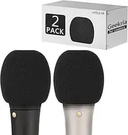 Geekria for Creators Foam Windscreen Compatible with RODE M1, M1-S, M2, RODELINK TX-M2, RT-66P, S1 Microphone Antipop Windshield, Mic Wind Cover, Sponge Foam Filter (Black / 2 Pack)