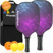 Pickleball Paddles Set of 2, Lightweight Fiberglass Paddles, Balls, Carry Bag