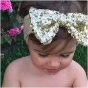 Miss JAYLA - Baby Girls Statement Sequin Bow Heaband Gold/Silver/Pink