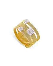 Marco Bicego Masai 18K Y/Gold 4-Strand Coil Ring w/2 Dia Pave Bands AG363 B1 YW