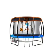Kahuna Trampoline 12 Ft With Basket Ball Set And Roof Cover -blue