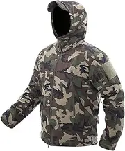 [CLSQLXYJZC] Men's Lightweight Waterproof Jacket, Windproof Outdoor Multi-pockets Softshell Fleece Lined Hunting Fishing Jackets, for Tactical Military Climbing Jacket