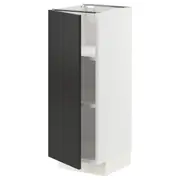 METOD base cabinet with shelves, white/Nickebo matt anthracite, 30x37x80 cm