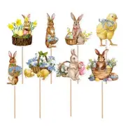 8Pcs Cute Chick Egg Cupcake Topper Easter Festival Birthday Baby1584