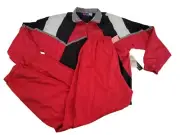 VTG Lady Foot Locker 2pc Set Tracksuit Jacket & Pants Red/Black Retro Colorblock