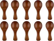 JIEJE 10 Pack Small Wooden Spoons, Mini Spoons for Spice Jars, Wooden Scoops for Jars (Dark Brown)