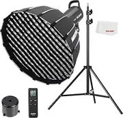Godox SL-60W CRI 95+ LED Video Light SL60W Continuous Light with Bowens Mount with Remote Control + P60 parabolic Round softbox with Honeycomb Grid, Light Stand