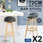 2X Wooden Bar Stool Swivel Barstools Dining Chair Kitchen Fabric LEILA GREY